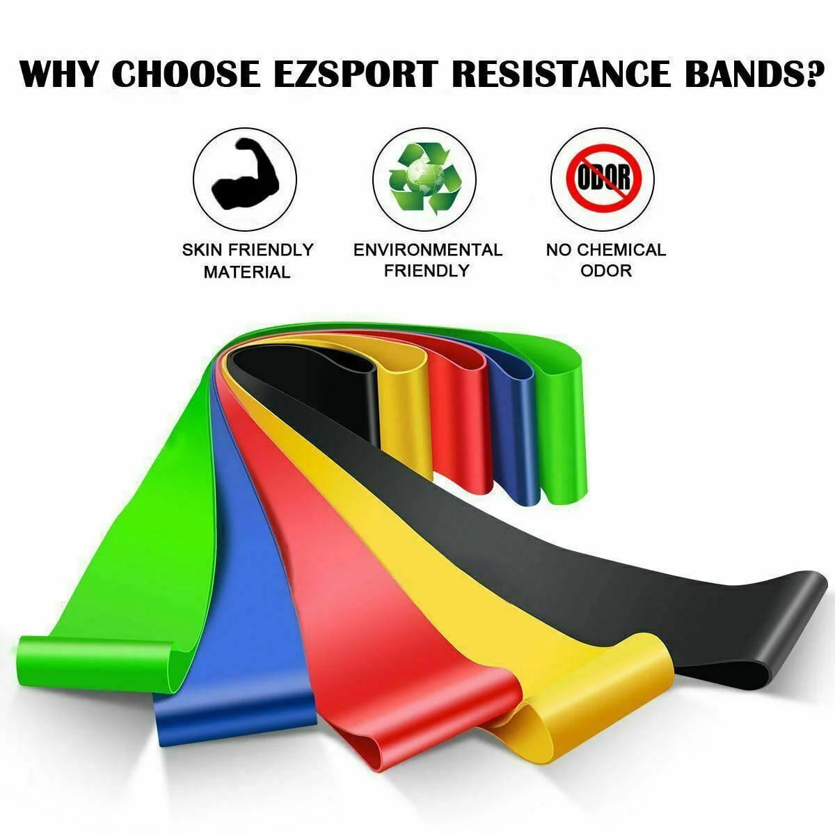 Resistance Bands Loop Set of 5 for Exercise, CrossFit, Yoga, and Strength Training