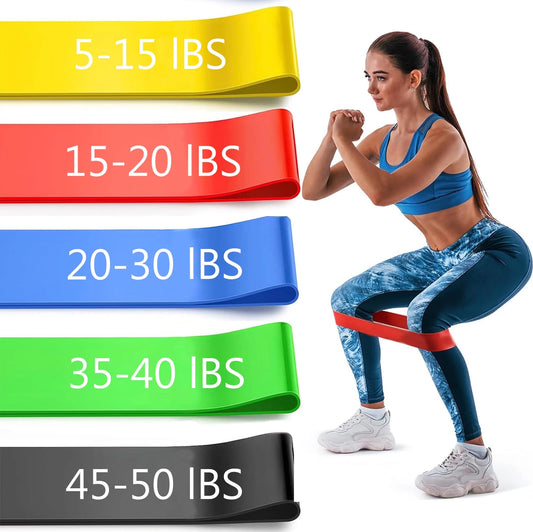 Resistance Bands Loop Set of 5 for Exercise, CrossFit, Yoga, and Strength Training