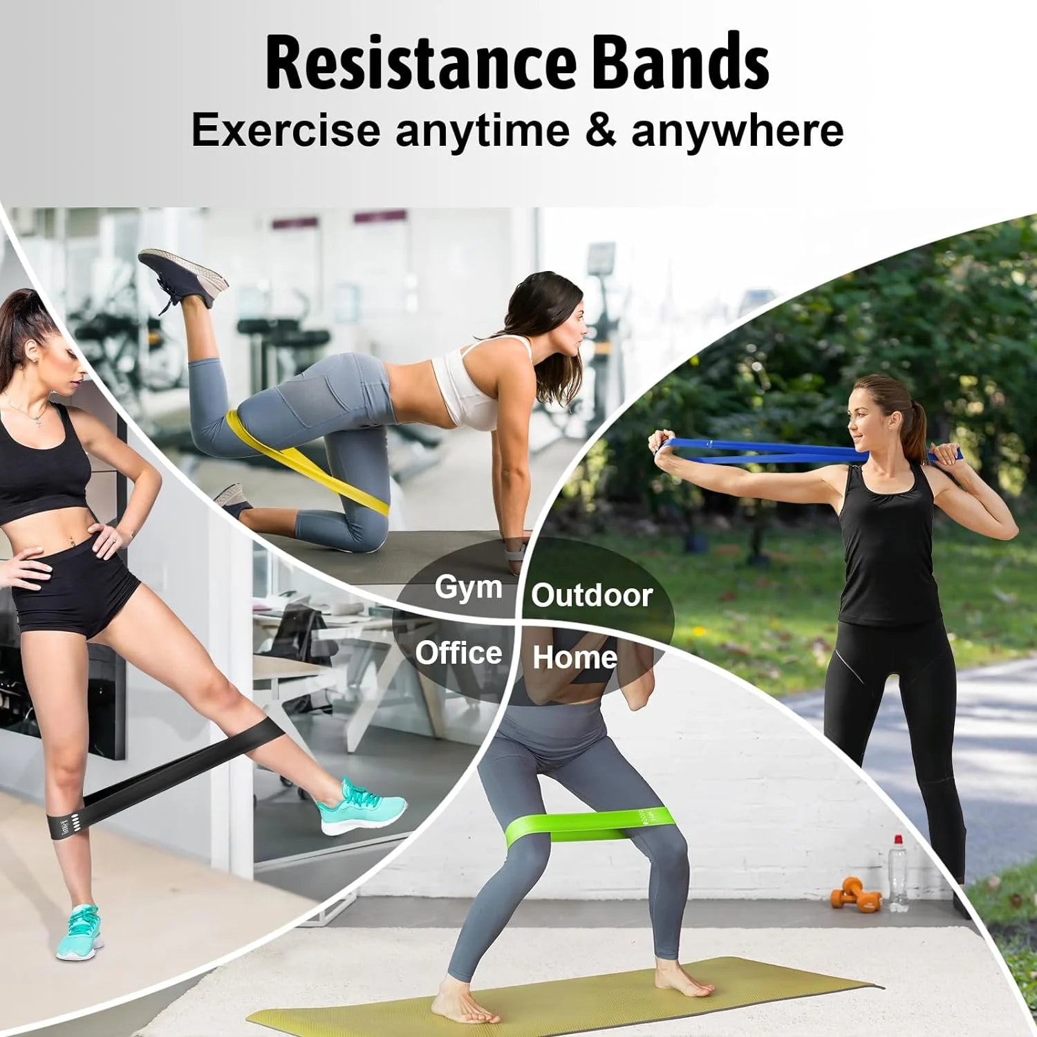 Resistance Bands Loop Set of 5 for Exercise, CrossFit, Yoga, and Strength Training